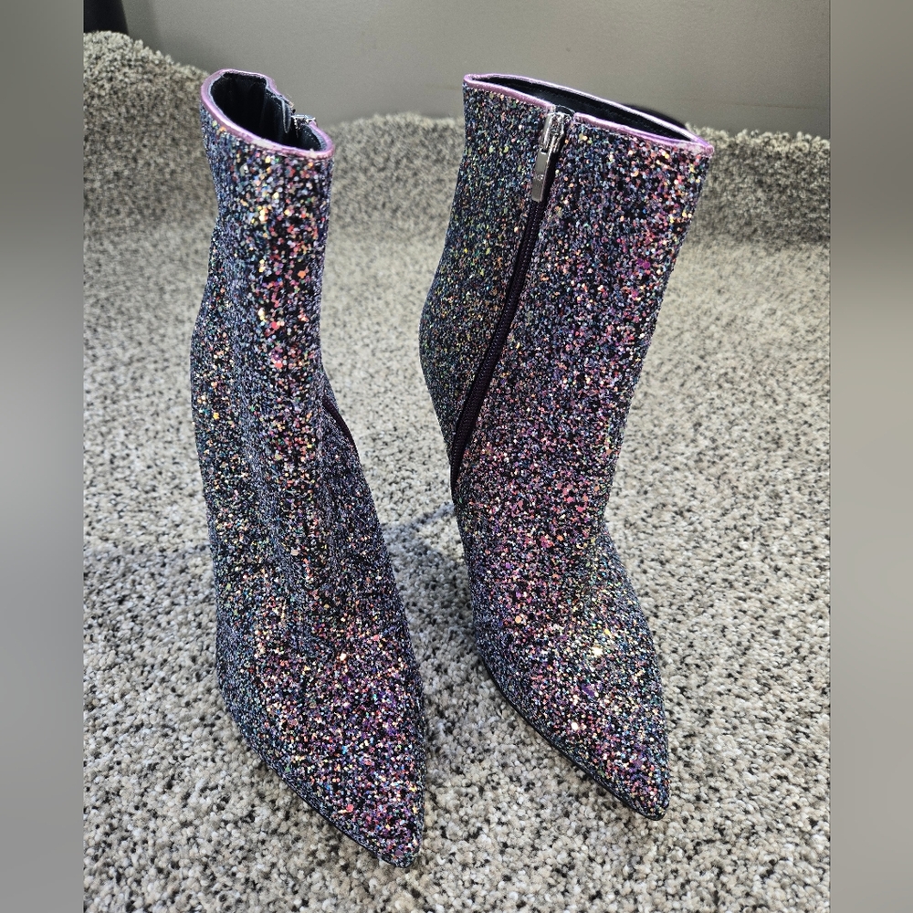 Marc Fisher Stolla Size 8.5 Purple Glitter Booties Womens EUC - Picture 4 of 13